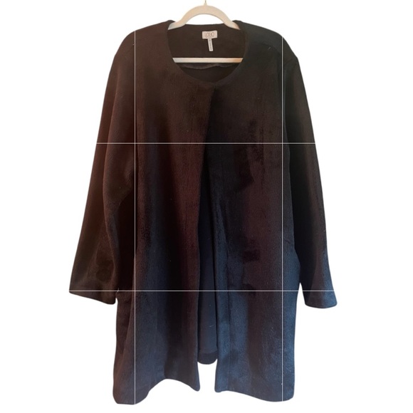 NWOT LOGO By Lori Goldstein Collarless Topper Coat With Pockets. Black. Size 2X - Picture 2 of 14